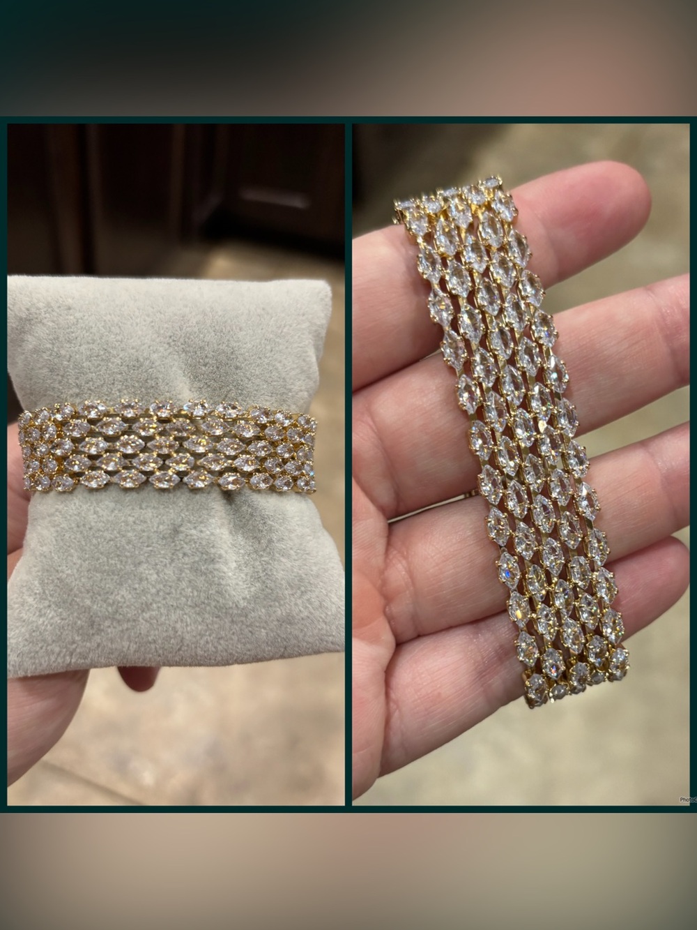 Gold Crystal Multi-Row Bracelet - Elegant Women's Jewelry